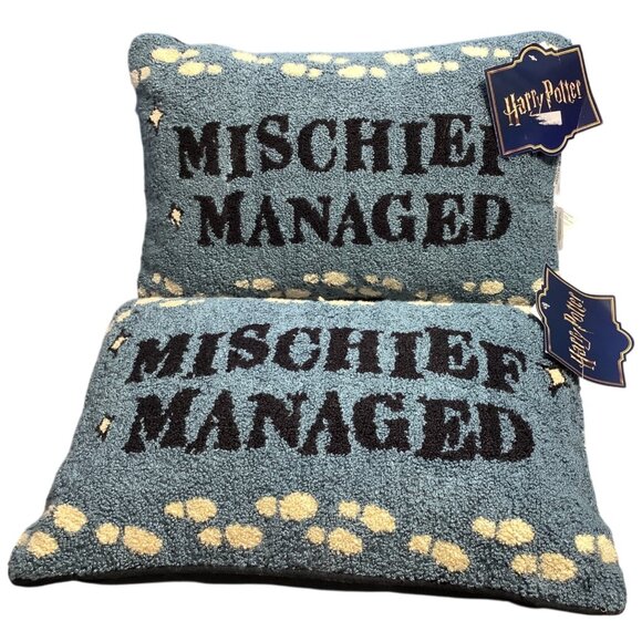 2 Harry Potter Mischief Managed Throw Pillow Rectangular 9.5" x 15" Lumbar - Picture 1 of 5